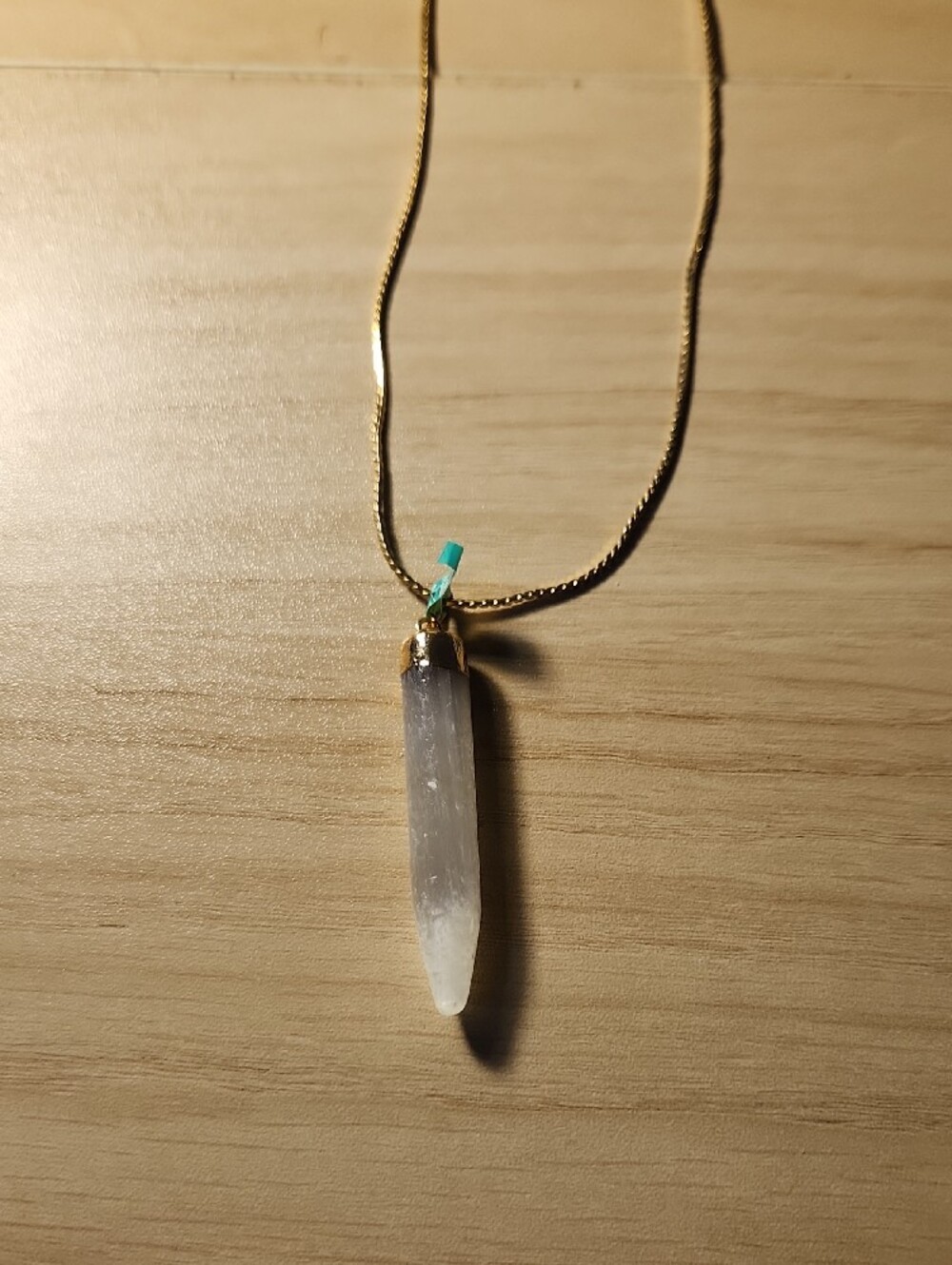 Selenite Wand On Gold-Tone Monet Chain Pendant Necklace-Women's Jewelry - Picture 4 of 4
